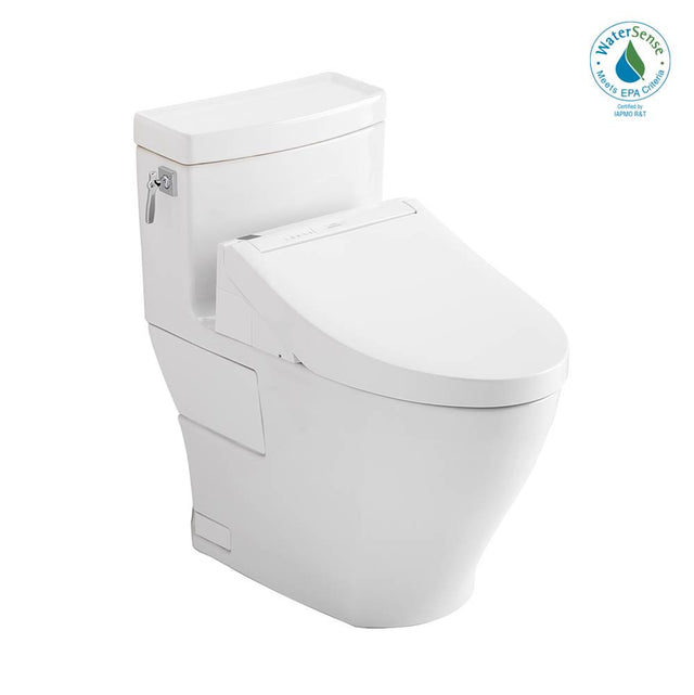 TOTO - TotoWashlet+ Aimes One-Piece Elongated 1.28 Gpf Toilet And Washlet C5 Bidet Seat, Cotton White - Cotton White