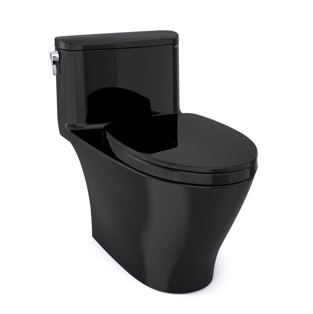 TOTO Nexus One-Piece Elongated 1.28 GPF Universal Height Toilet with SS124 SoftClose Seat, WASHLET+ Ready, Ebony