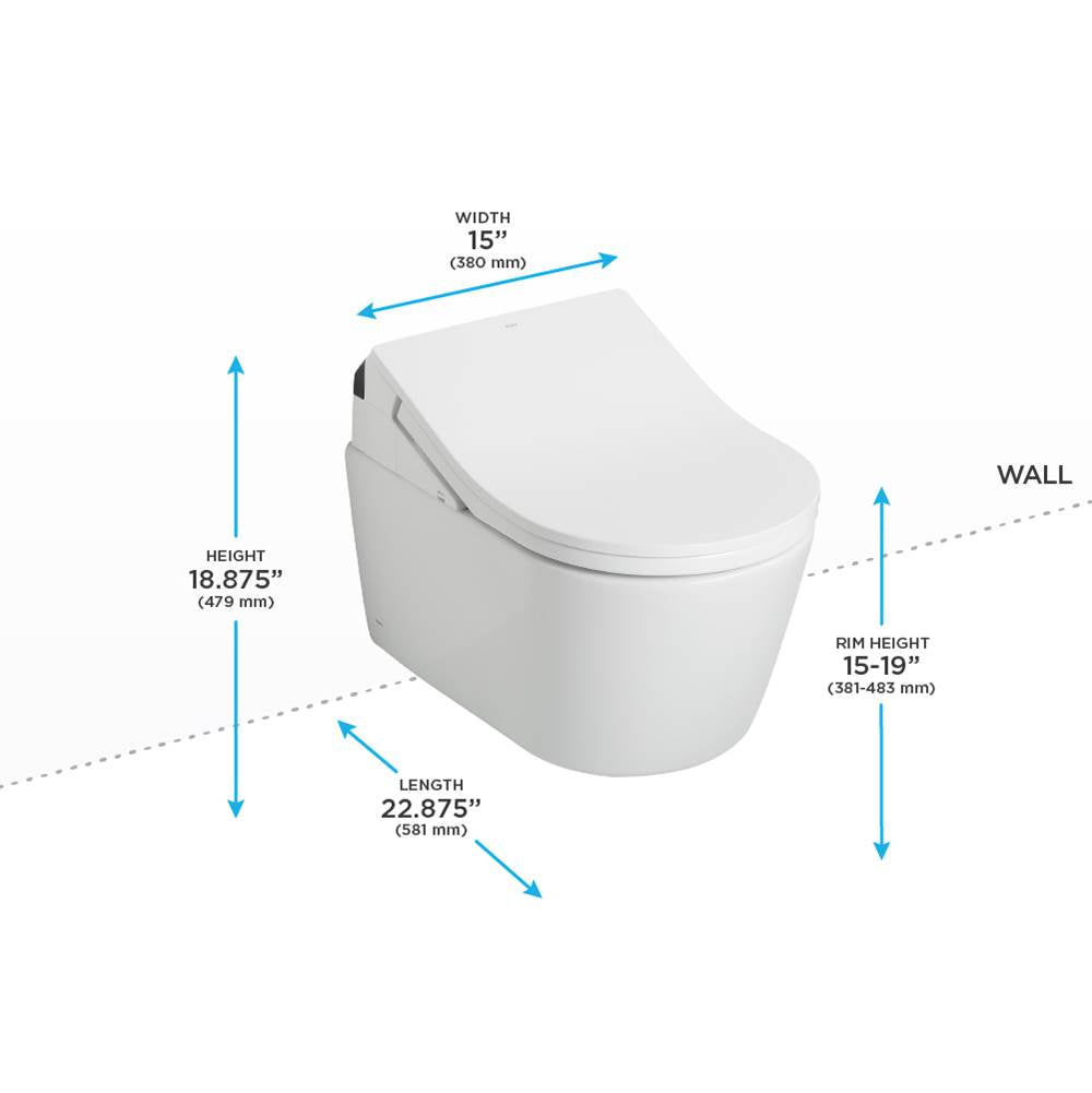 Toto Washlet+ Rp Wall-Hung D-Shape Toilet With Rx Bidet Seat And Duofit In-Wall 1.28 And 0.9 Gpf Dual-Flush Tank System, Matte Silver