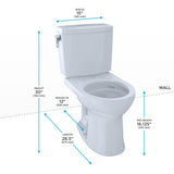 Toto Drake II 1G Two-Piece Round 1.0 Gpf Universal Height Toilet, Ebony