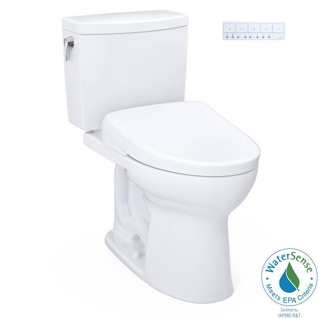 TOTO - TOTO WASHLET plus Drake II 1G Two-Piece Elongated 1.0 GPF Toilet and WASHLET plus S7 Contemporary Bidet Seat, Cotton White - MW4544726CUFGNo.01 - Cotton White