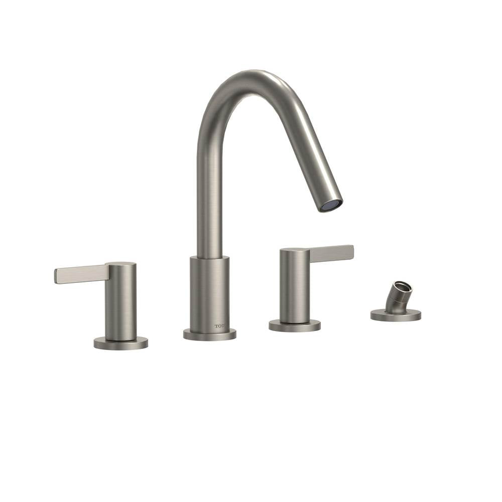 TOTO - Toto Gf Two Lever Handle Deck-Mount Roman Tub Filler Trim With Handshower, Brushed Nickel - Brushed Nickel