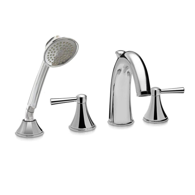 TOTO - Toto SilasE Two-Handle Deck-Mount Roman Tub Filler Trim With Handshower, Polished Chrome - Polished Chrome