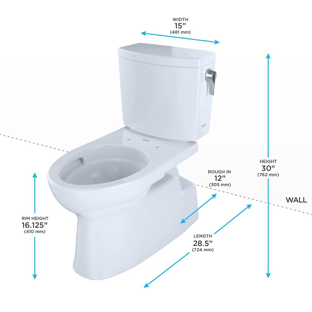 Toto Vespin II 1G Two-Piece Elongated 1.0 Gpf Universal Height Skirted Toilet With Cefiontect And Right-Hand Trip Lever, Cotton White