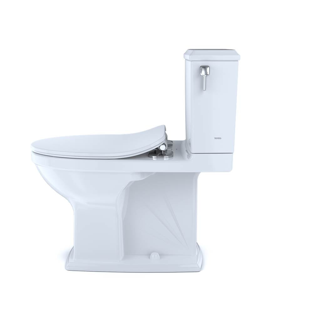 TOTO Connelly Two-Piece Elongated Dual Flush 1.28 and 0.9 GPF with CEFIONTECT and Right Lever, WASHLET+ Ready, Cotton White