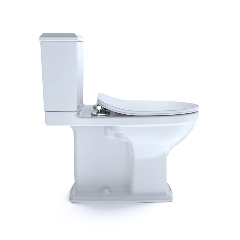 TOTO Connelly Two-Piece Elongated Dual Flush 1.28 and 0.9 GPF with CEFIONTECT and Right Lever, WASHLET+ Ready, Cotton White