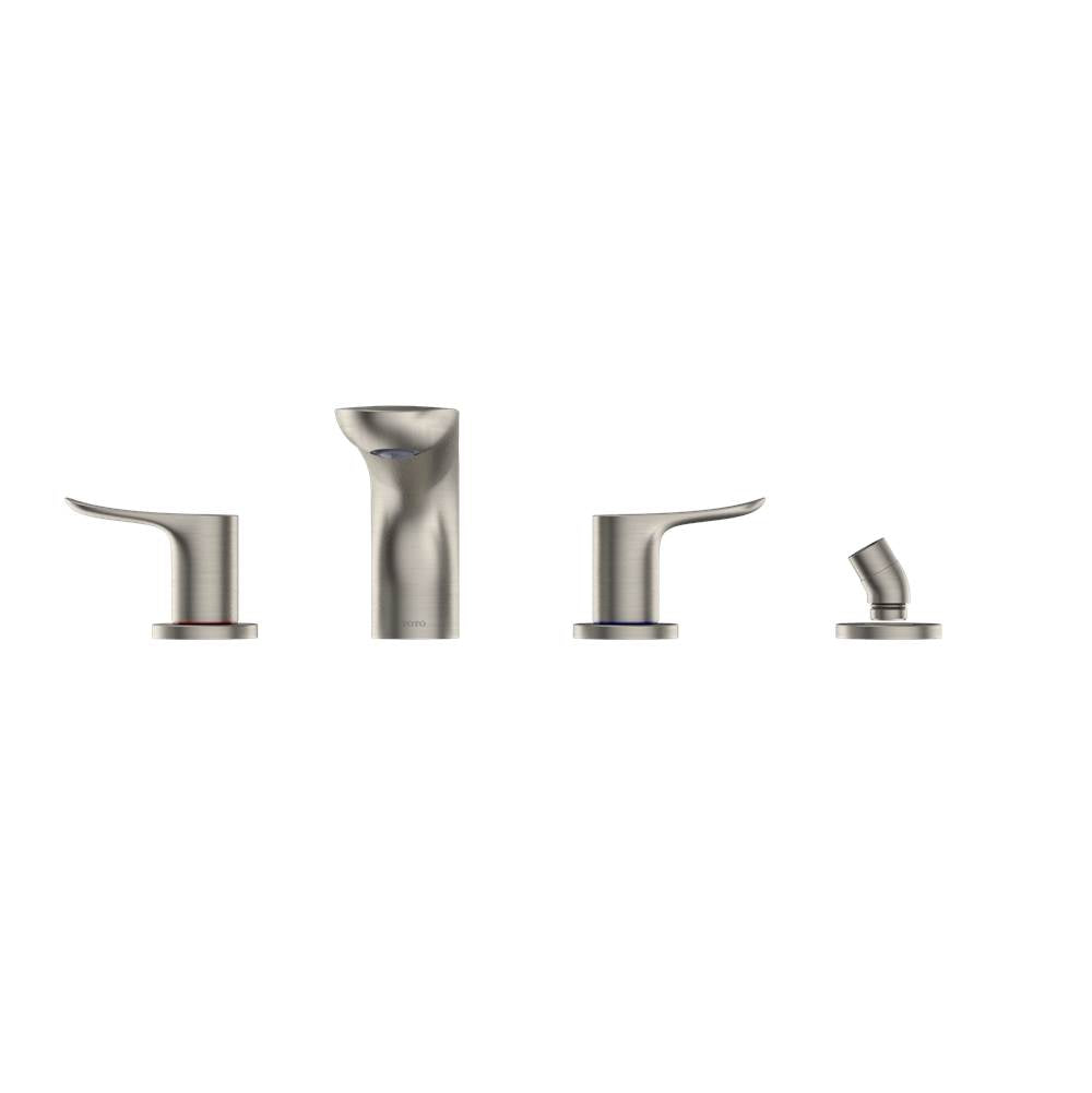 Toto Go Two-Handle Deck-Mount Roman Tub Filler Trim With Handshower, Brushed Nickel