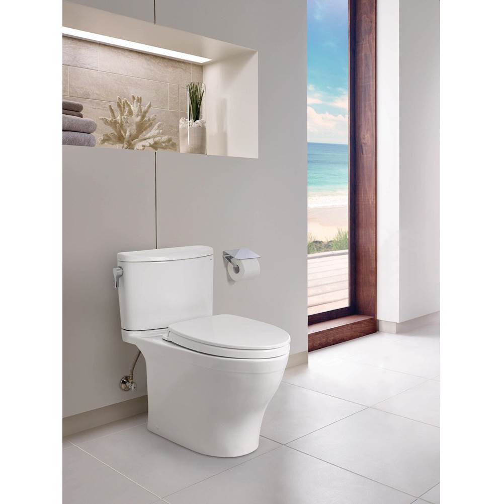 TOTO Nexus Two-Piece Elongated 1.28 GPF Universal Height Toilet with CEFIONTECT and SS124 SoftClose Seat, WASHLET+ Ready, Cotton White