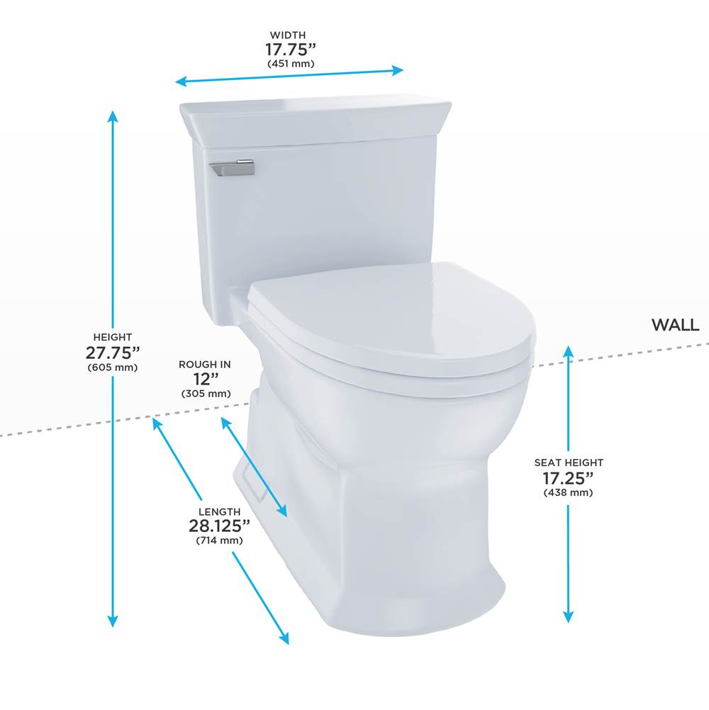 TOTO Eco Soir1/2e One-Piece Elongated 1.28 GPF Universal Height Skirted Toilet, Ebony Black