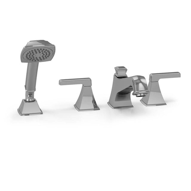 TOTO - Toto Connelly Two Handle Deck-Mount Roman Tub Filler Trim With Hand Shower, Polished Chrome - Polished Chrome