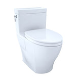 TOTO Aimes WASHLET+ One-Piece Elongated 1.28 GPF Universal Height Skirted Toilet with CEFIONTECT, Cotton White