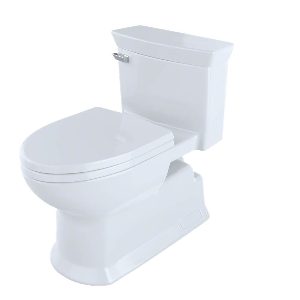 TOTO Eco Soir1/2e One Piece Elongated 1.28 GPF Universal Height Skirted Toilet with CEFIONTECT, Cotton White