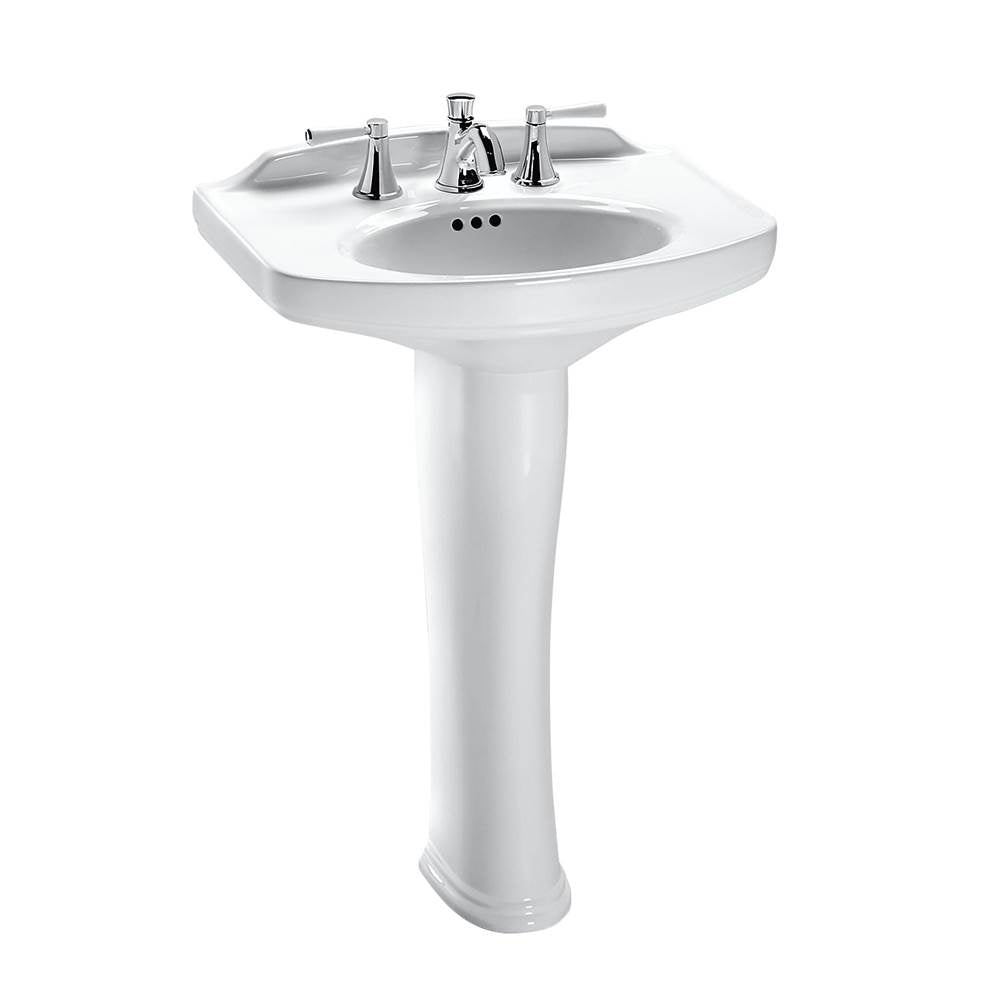 TOTO - Toto Dartmouth Rectangular Pedestal Bathroom Sink With Arched Front For 4 Inch Center Faucets, Cotton White - Cotton White