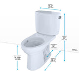 Toto Drake II Two-Piece Elongated 1.28 Gpf Universal Height Toilet With Cefiontect And Right-Hand Trip Lever, Cotton White