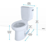 Toto EntradaE Two-Piece Elongated 1.28 Gpf Universal Height Toilet With Right-Hand Trip Lever, Cotton White