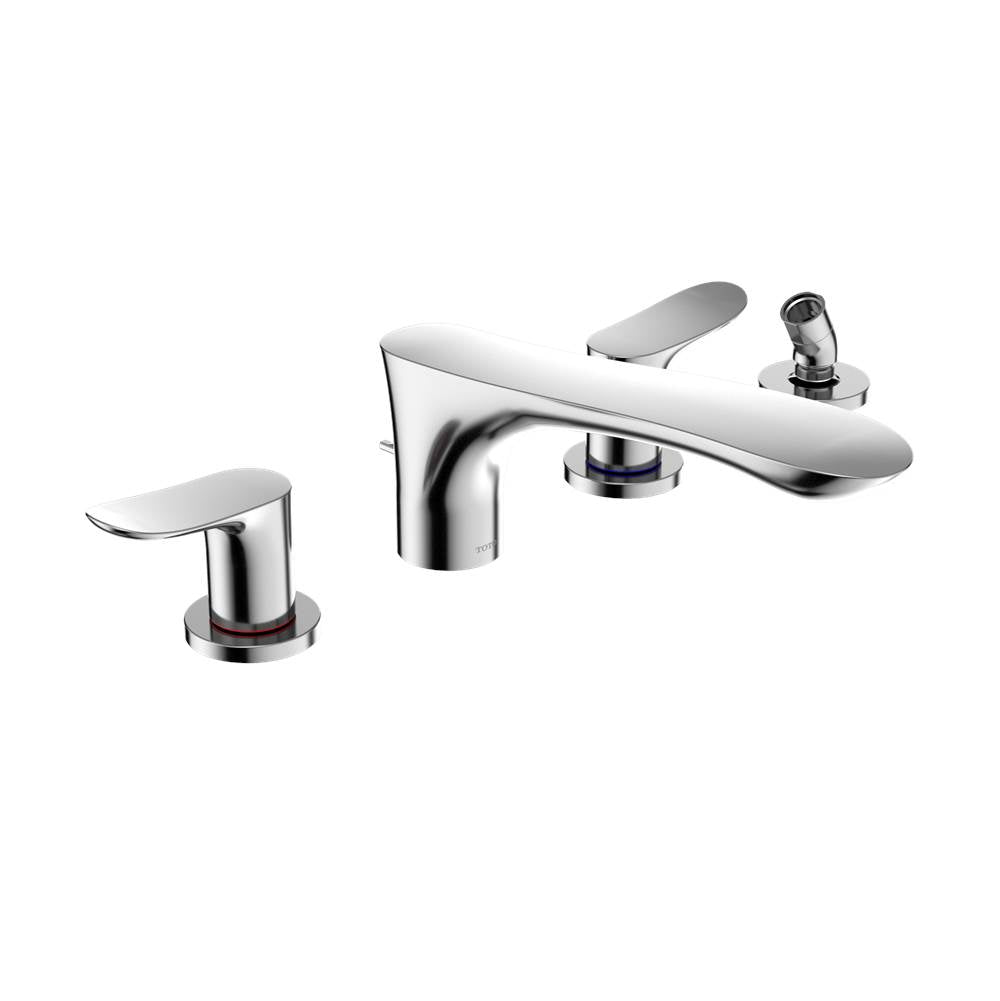 TOTO - Toto Go Two-Handle Deck-Mount Roman Tub Filler Trim With Handshower, Polished Chrome - Polished Chrome