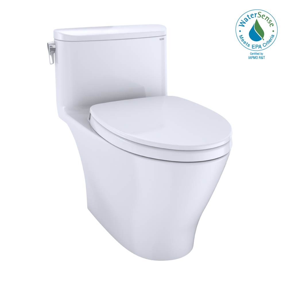 TOTO - TOTO Nexus One-Piece Elongated 1.28 GPF Universal Height Toilet with CEFIONTECT and SS124 SoftClose Seat, WASHLET+ Ready, Cotton White - Cotton White
