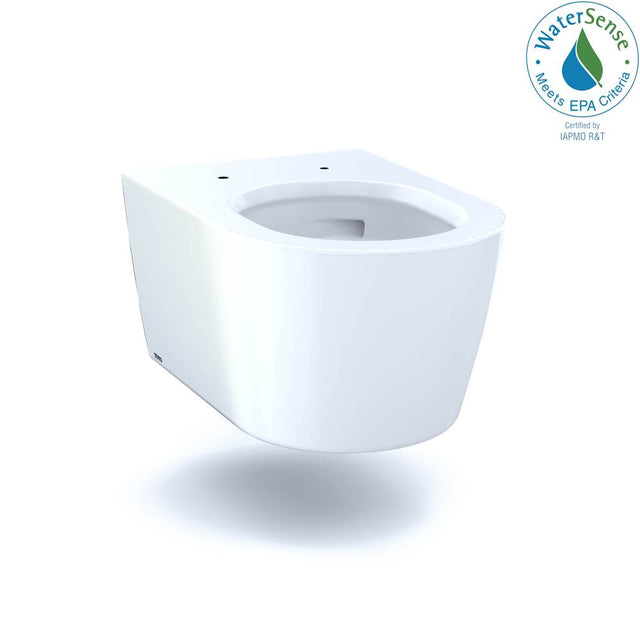 TOTO - Toto Rp Wall-Hung Contemporary D-Shape Dual Flush 1.28 And 0.9 Gpf Toilet With Cefiontect, Cotton White - Cotton White