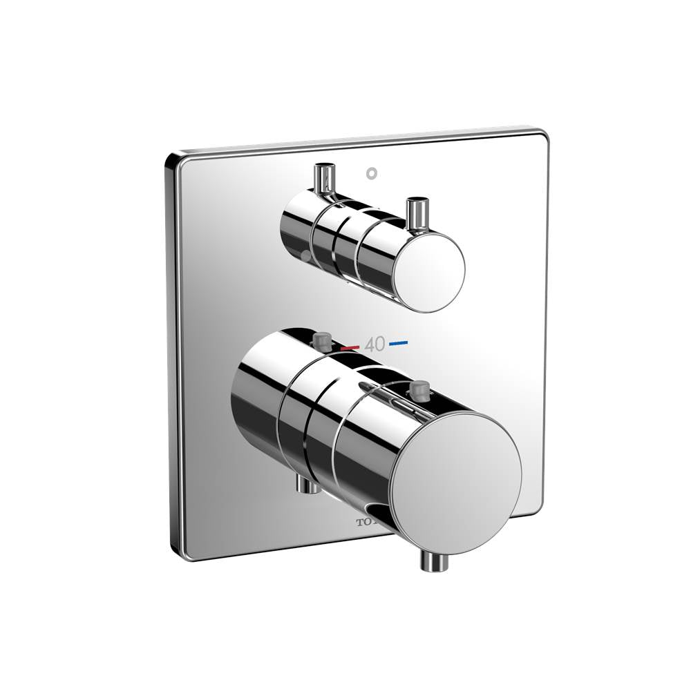TOTO - Toto Square Thermostatic Mixing Valve With Volume Control Shower Trim, Polished Chrome - Polished Chrome