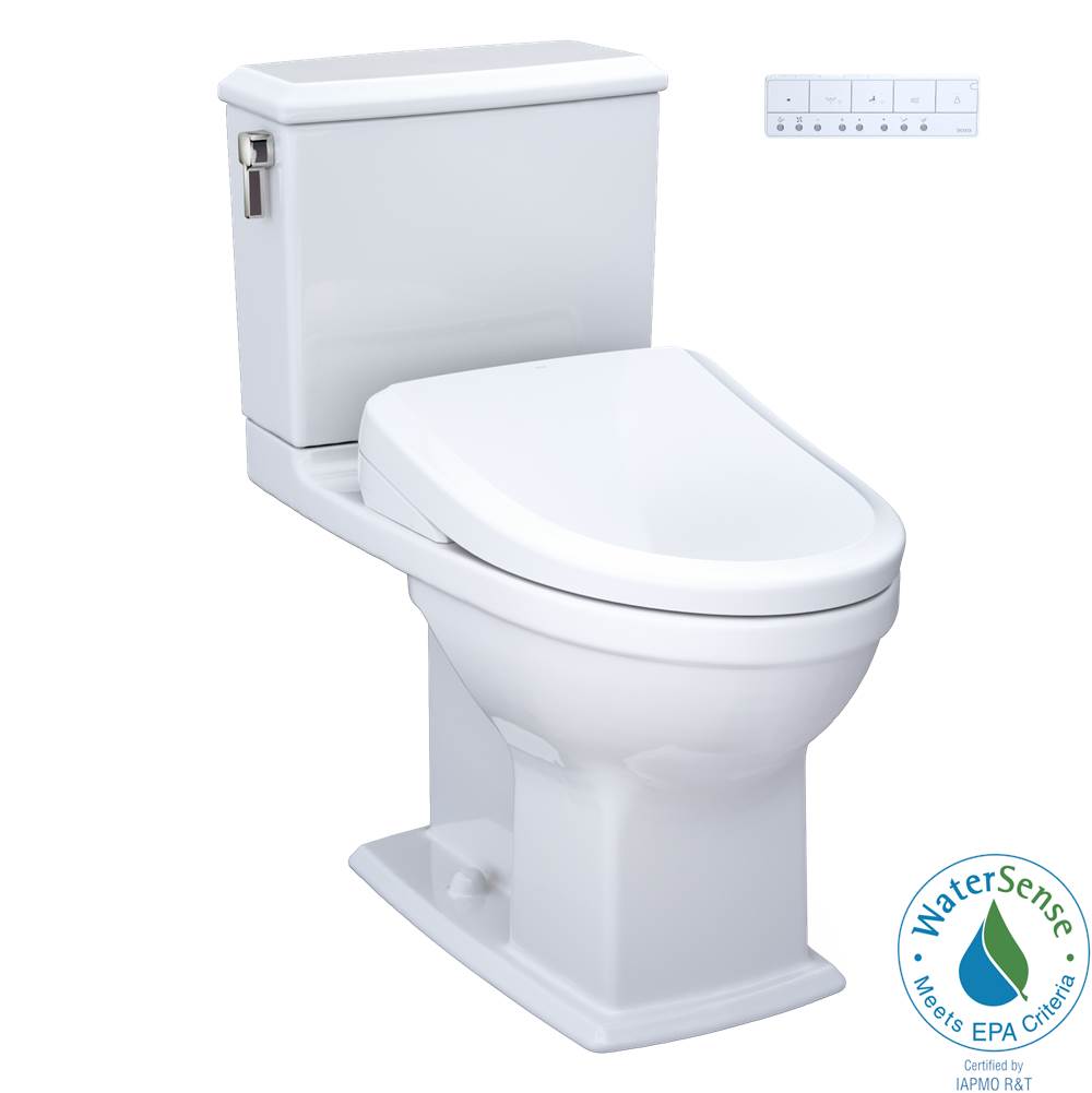 TOTO - TOTO WASHLET plus Connelly Two-Piece Elongated Dual Flush 1.28 and 0.9 GPF Toilet and Classic WASHLET S7 Contemporary Bidet Seat with Auto Flush, Cotton White - MW4944724CEMFGANo.01 - Cotton White