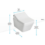 Toto Washlet+ Sp Wall-Hung Square-Shape Toilet With Sx Bidet Seat And Duofit In-Wall 1.28 And 0.9 Gpf Dual-Flush Tank System, Matter Silver