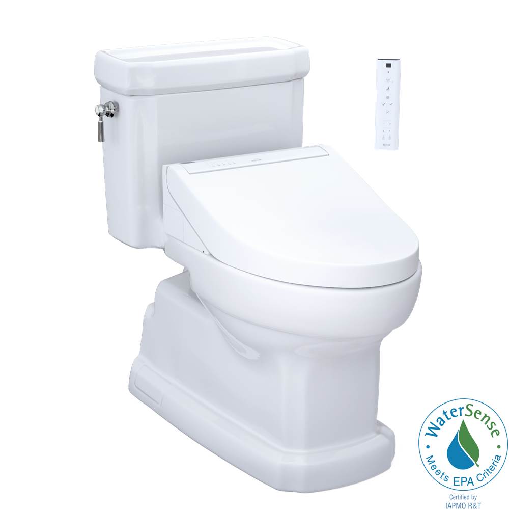 TOTO - TOTO WASHLET plus Eco Guinevere Elongated 1.28 GPF Universal Height Toilet with C5 Bidet Seat, Cotton White - MW9743084CEFGNo.01 - Cotton White