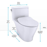 TOTO Nexus One-Piece Elongated 1.28 GPF Universal Height Toilet with CEFIONTECT and SS234 SoftClose Seat, WASHLET+ Ready, Cotton White