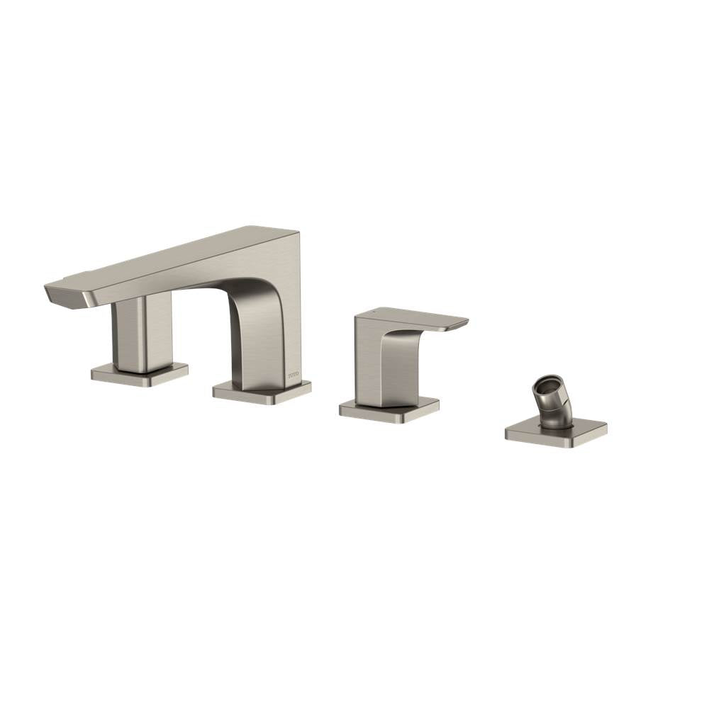Toto Ge Two-Handle Deck-Mount Roman Tub Filler Trim With Handshower, Brushed Nickel