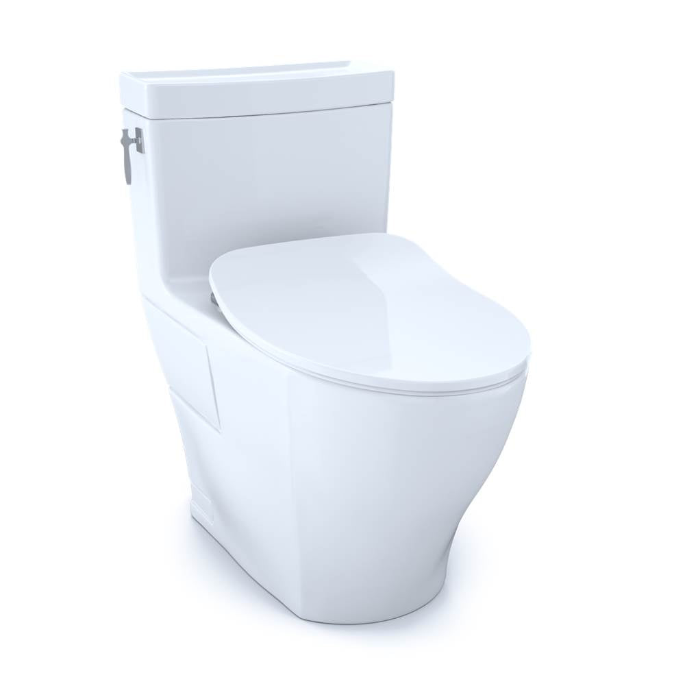 TOTO Aimes One-Piece Elongated 1.28 GPF Toilet with CEFIONTECT and SoftClose Seat, WASHLET+ Ready, Cotton White