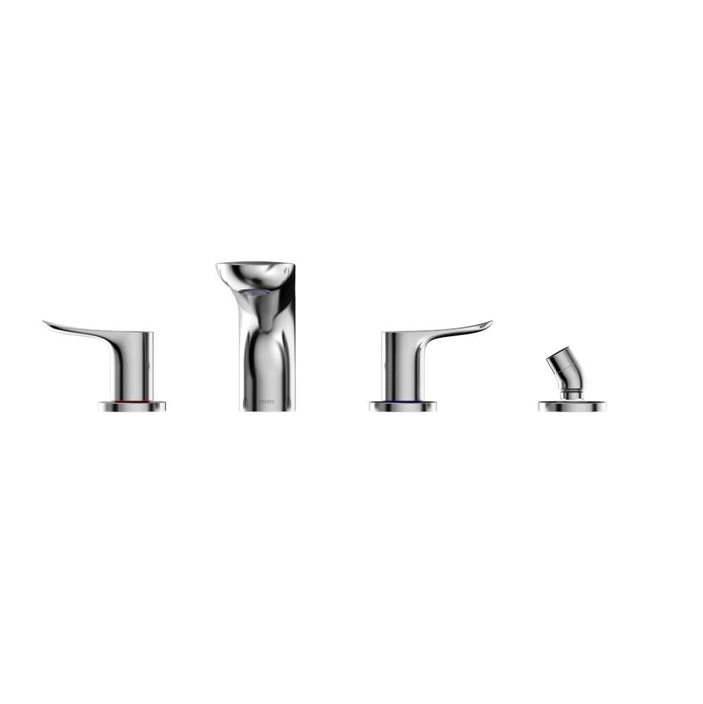 Toto Go Two-Handle Deck-Mount Roman Tub Filler Trim With Handshower, Brushed Nickel