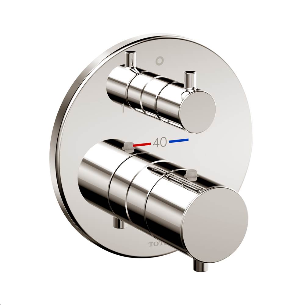 TOTO - Toto Round Thermostatic Mixing Valve With Two-Way Diverter Shower Trim, Polished Nickel - Polished Nickel