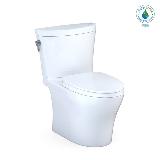 TOTO - TOTO Aquia IV Arc Two-Piece Elongated Dual Flush 1.28 and 0.9 GPF Universal Height Toilet with CEFIONTECT, WASHLET+ Ready, Cotton White
