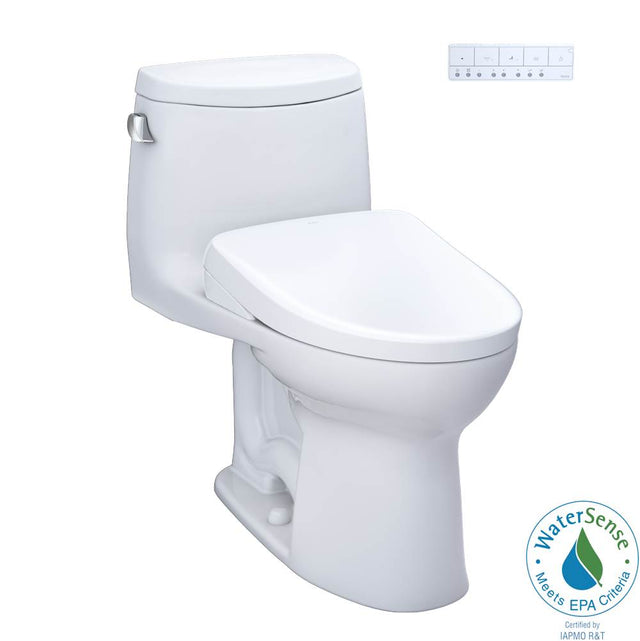 TOTO - TOTO WASHLET plus UltraMax II One-Piece Elongated 1.28 GPF Toilet and WASHLET plus S7 Contemporary Bidet Seat, Cotton White - MW6044726CEFGNo.01 - Cotton White