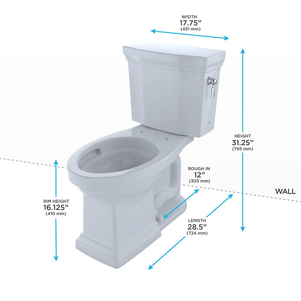 Toto Promenade II Two-Piece Elongated 1.28 Gpf Universal Height Toilet With Cefiontect And Right-Hand Trip Lever, Cotton White