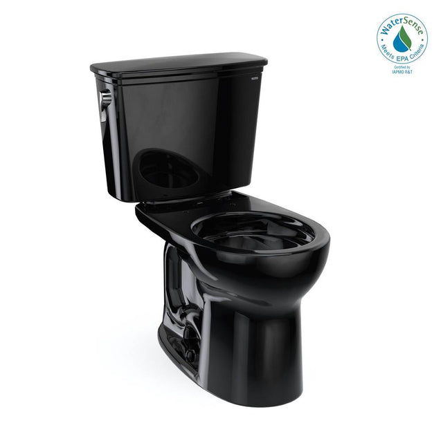TOTO - Toto Drake Transitional Two-Piece Round 1.28 Gpf Universal Height Tornado Flush Toilet, Ebony - Ebony