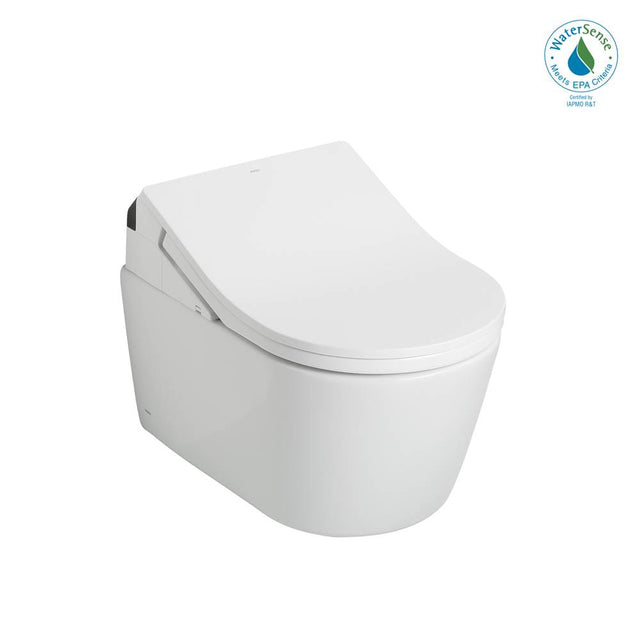 TOTO - Toto Washlet+ Rp Wall-Hung D-Shape Toilet With Rx Bidet Seat And Duofit In-Wall 1.28 And 0.9 Gpf Auto Dual-Flush Tank System, Matte Silver - Matte Silver