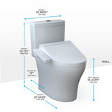 TotoWashlet+  Aquia Iv Two-Piece Elongated Dual Flush 1.28 And 0.9 Gpf Toilet And Washlet C2 Bidet Seat, Cotton White