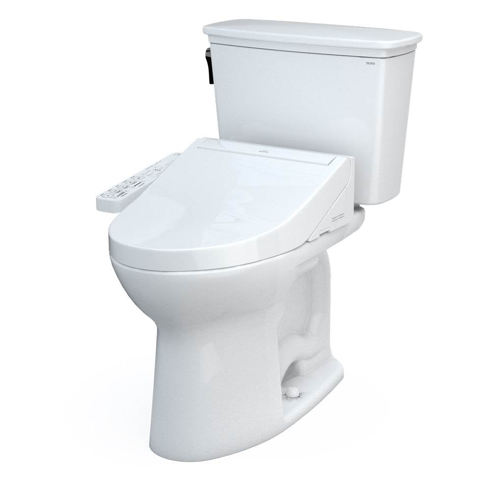 Toto Drake Transitional Washlet+ Two-Piece Elongated 1.28 Gpf Universal Height Tornado Flush Toilet With C2 Bidet Seat, Cotton White