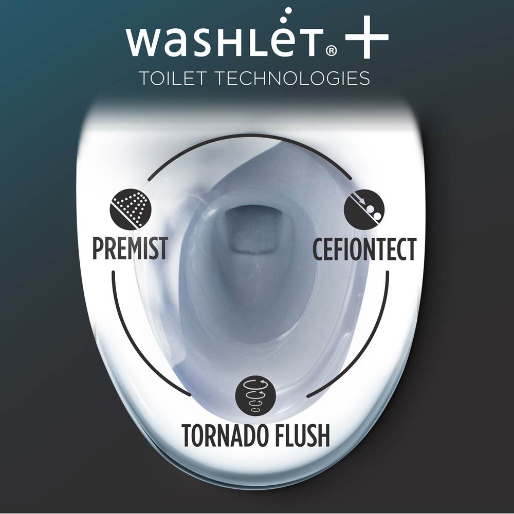 Toto Washlet+ Aquia Iv Cube Two-Piece Elongated Dual Flush 1.28 And 0.9 Gpf Toilet With C5 Bidet Seat, Cotton White