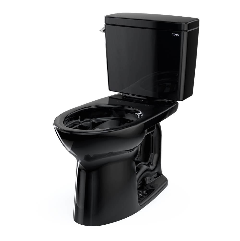Toto Drake Two-Piece Elongated 1.28 Gpf Universal Height Tornado Flush Toilet, Ebony
