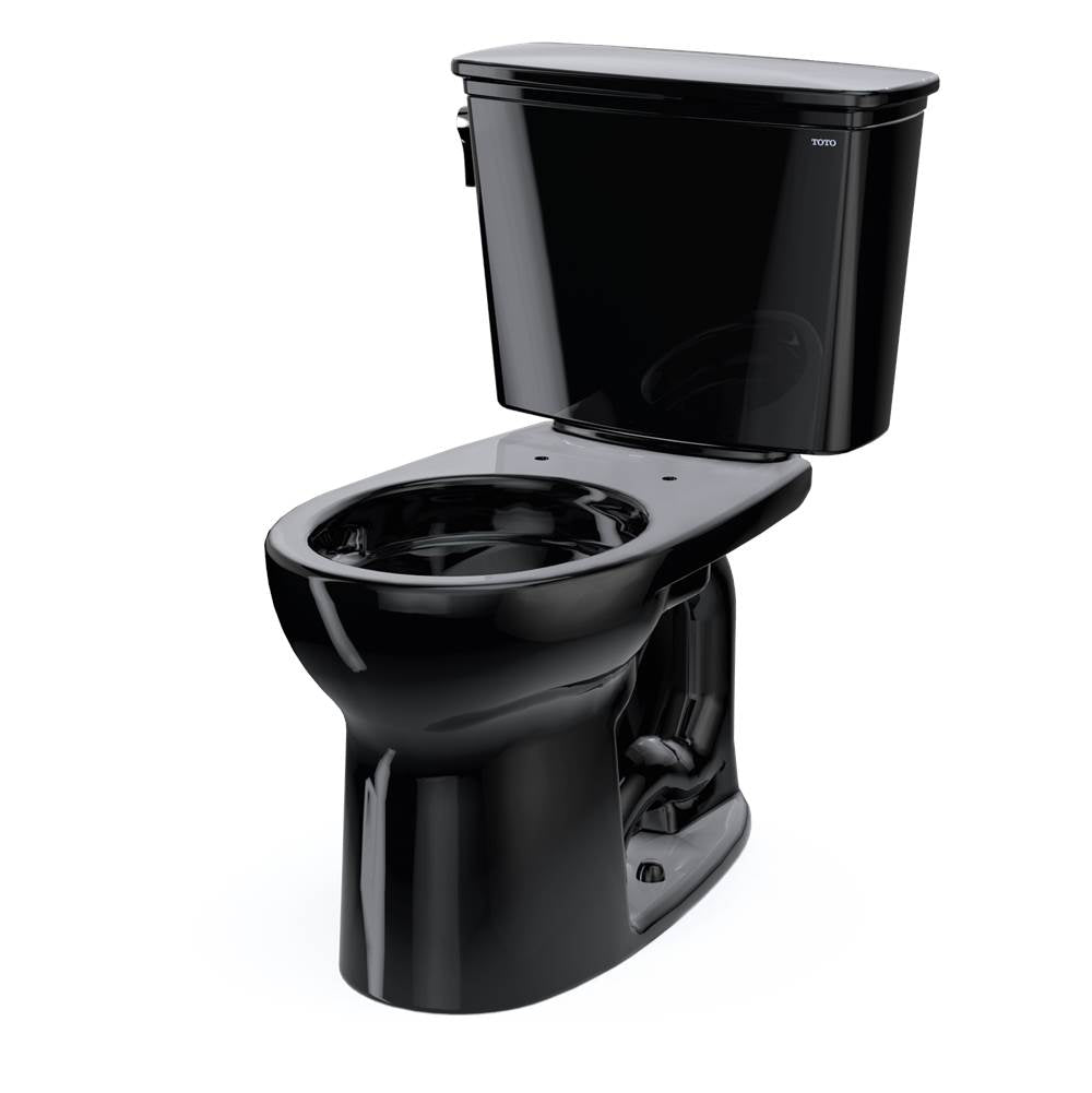 Toto Drake Transitional Two-Piece Round 1.28 Gpf Universal Height Tornado Flush Toilet, Ebony