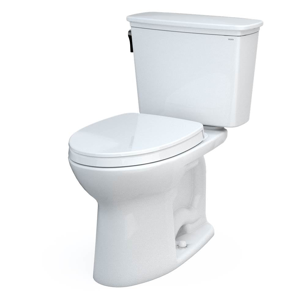 TOTO Drake Transitional Two-Piece Elongated 1.28 GPF Universal Height TORNADO FLUSH  Toilet with 10 Inch Rough-In, CEFIONTECT, and SoftClose Seat, WASHLET+ Ready, Cotton White