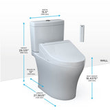 TotoWashlet+  Aquia Iv Two-Piece Elongated Dual Flush 1.28 And 0.9 Gpf Toilet And Washlet C5 Bidet Seat, Cotton White