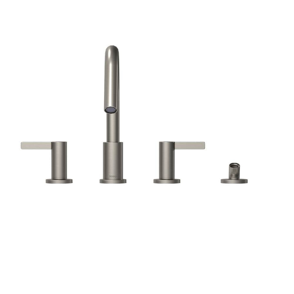 Toto Gf Two Lever Handle Deck-Mount Roman Tub Filler Trim With Handshower, Brushed Nickel