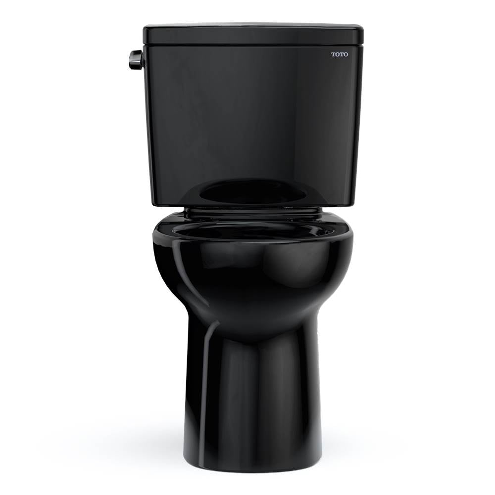 Toto Drake Two-Piece Round 1.28 Gpf Universal Height Tornado Flush Toilet With Cefiontect, Ebony