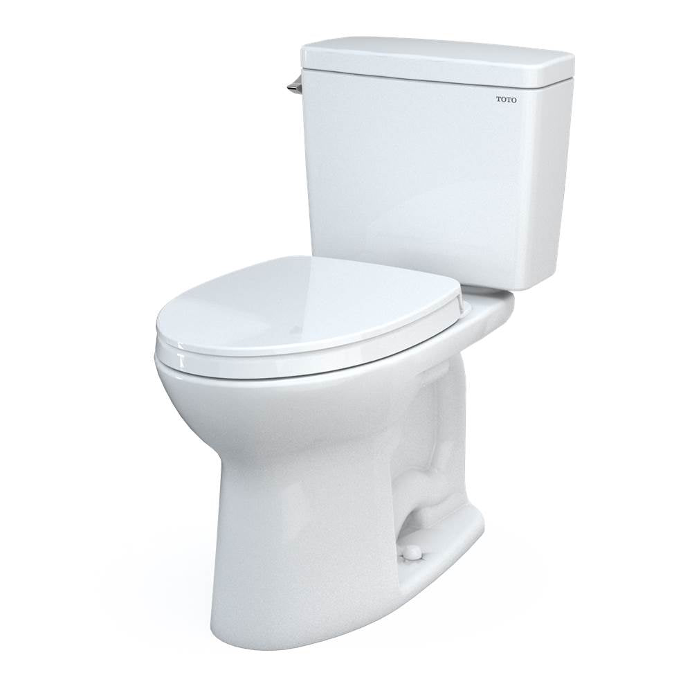 TOTO Drake Two-Piece Elongated 1.28 GPF Universal Height TORNADO FLUSH Toilet with CEFIONTECT and SoftClose Seat, WASHLET+ Ready, Cotton White