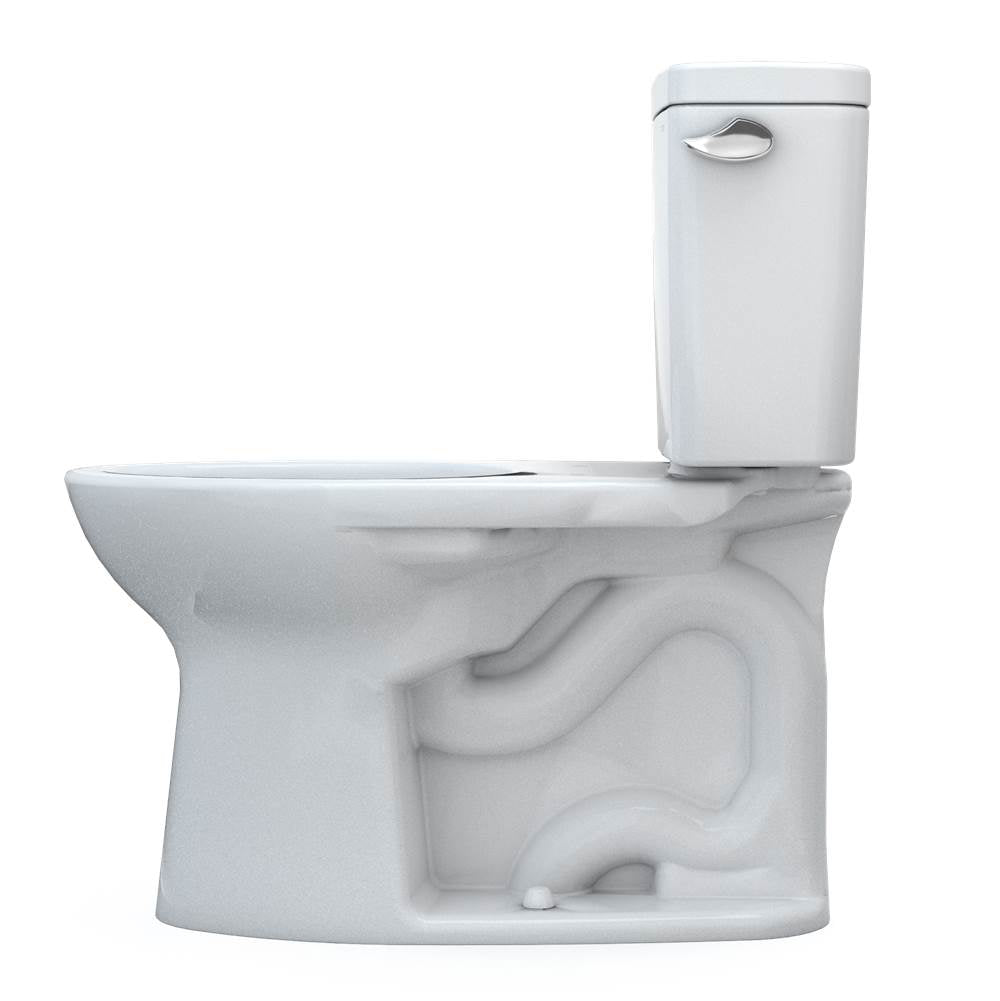 Toto Drake Two-Piece Elongated 1.28 Gpf Universal Height Tornado Flush Toilet With Cefiontect And Right-Hand Trip Lever, Cotton White
