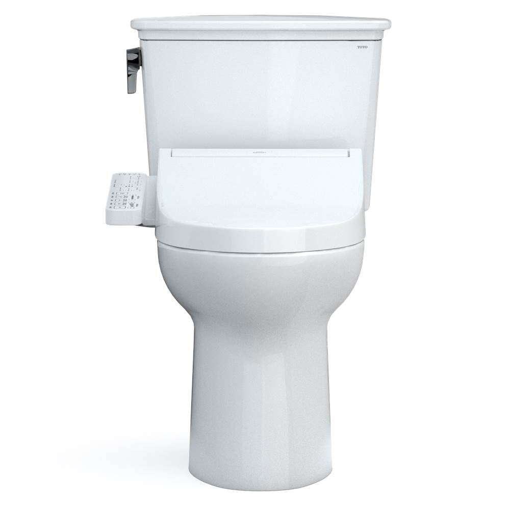 Toto Drake Transitional Washlet+ Two-Piece Elongated 1.28 Gpf Universal Height Tornado Flush Toilet With C2 Bidet Seat, Cotton White