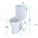 Toto Drake II 1G Two-Piece Round 1.0 Gpf Universal Height Toilet With Cefiontect And Right-Hand Trip Lever, Cotton White