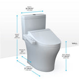 Toto Washlet+ Aquia Iv Two-Piece Elongated Universal Height Dual Flush 1.28 And 0.9 Gpf Toilet And Washlet C2 Bidet Seat, Cotton White